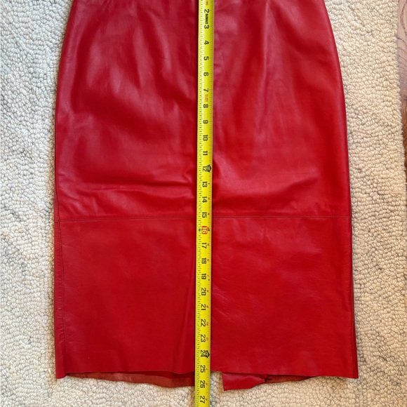Vintage Kenneth Cole 100% Genuine Leather Red Pencil Skirt Women's Size 10 - Picture 10 of 12